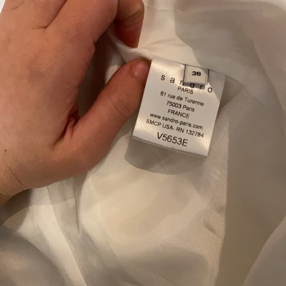 Sandro / vanille open tuxedo lapel white blazer jacket 38 M - Picture 4 of 6
